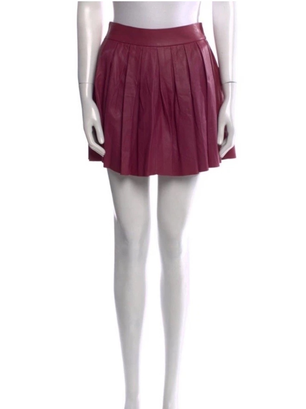 Alice + Olivia Purple Lamb Leather Pleated Mini Skater Skirt 6